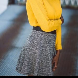 H&M Black/Grey Skater Circle Skirt w Faux Leather